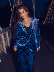 New May silk blend velvet animal print jacket - Turquoise Animal Print