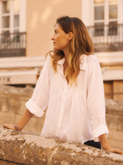 Lydia gauze linen pintuck shirt - White