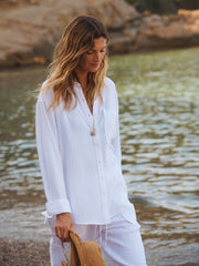 Elouise cotton double cloth shirt - White