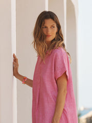 Shelly linen dress - Cherry Pink
