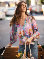 Ophelia silk etched flowers shirt