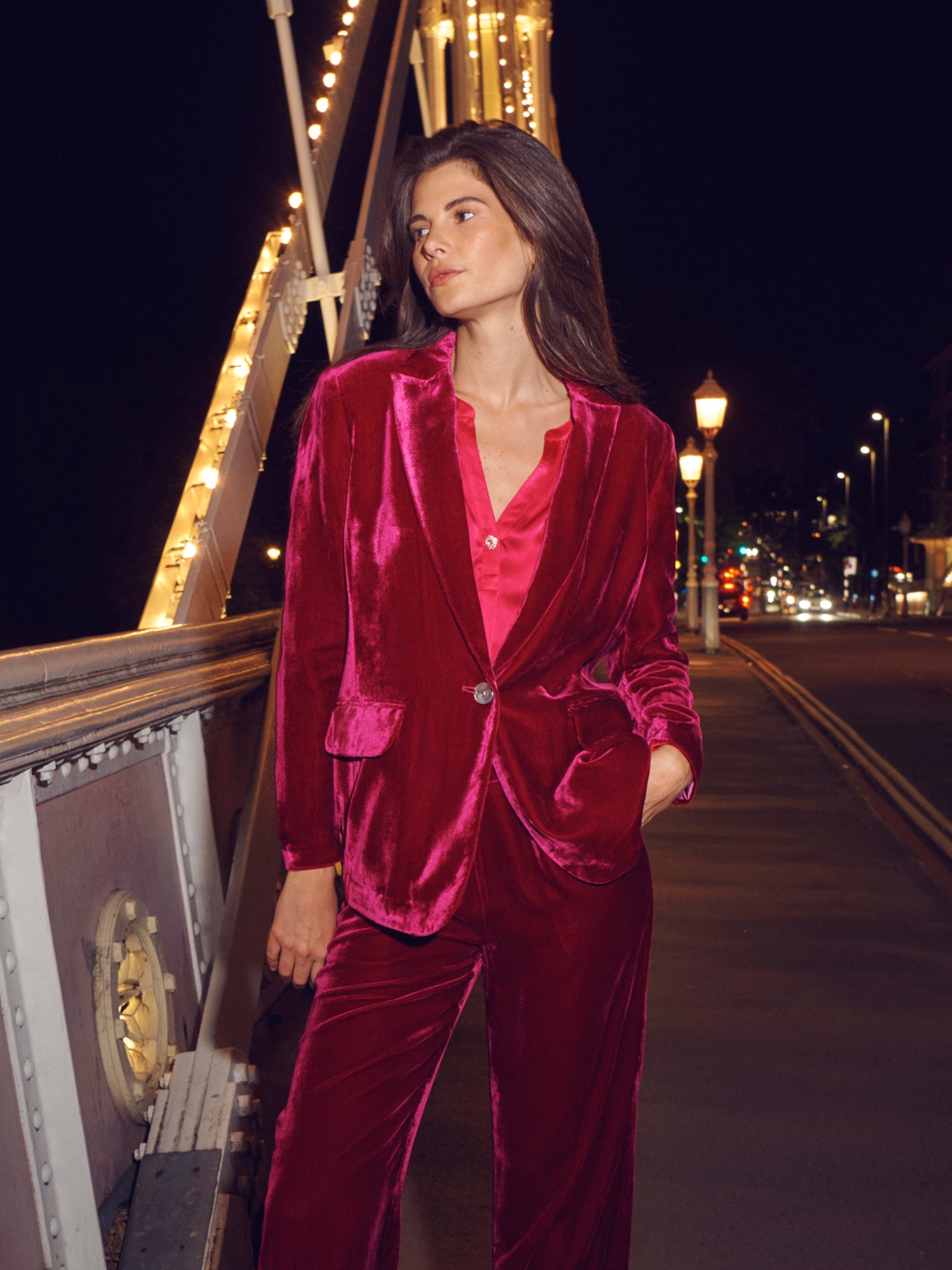 New May silk blend velvet jacket - Hot Pink