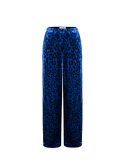 Thea silk blend velvet animal print trousers - Turquoise Animal Print