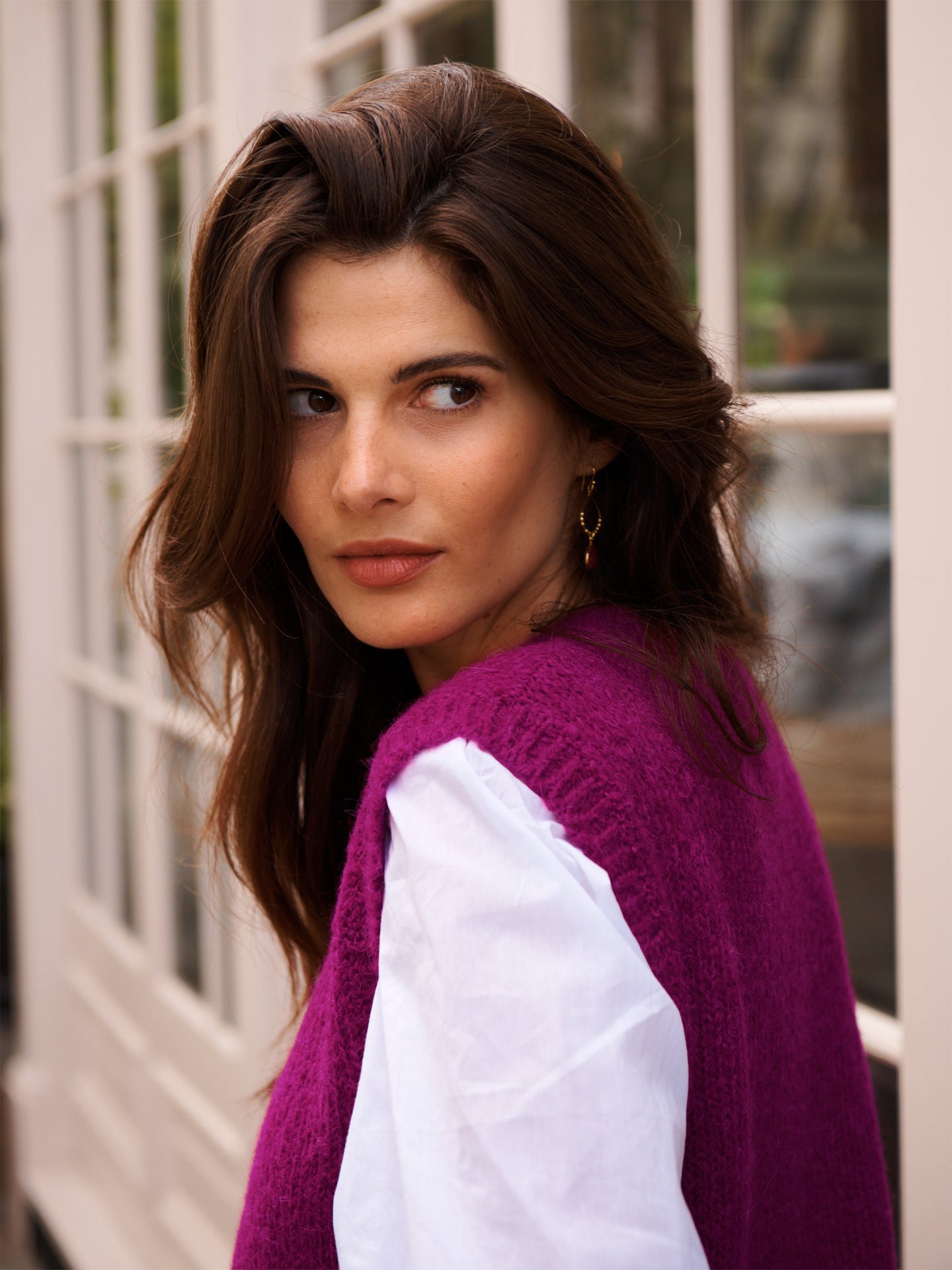 Rosie crew neck chunky knit tank - Garnet