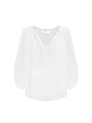 Annabel double cloth cotton smock top - White