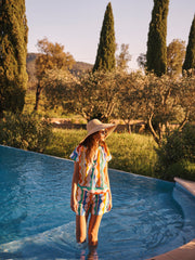 Tia silk wave print short