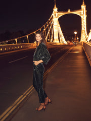 Pip silk blend velvet animal print jumpsuit - Khaki animal print