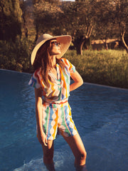 Summer silk wave print top