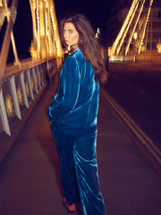 New May silk blend velvet jacket - Peacock Blue