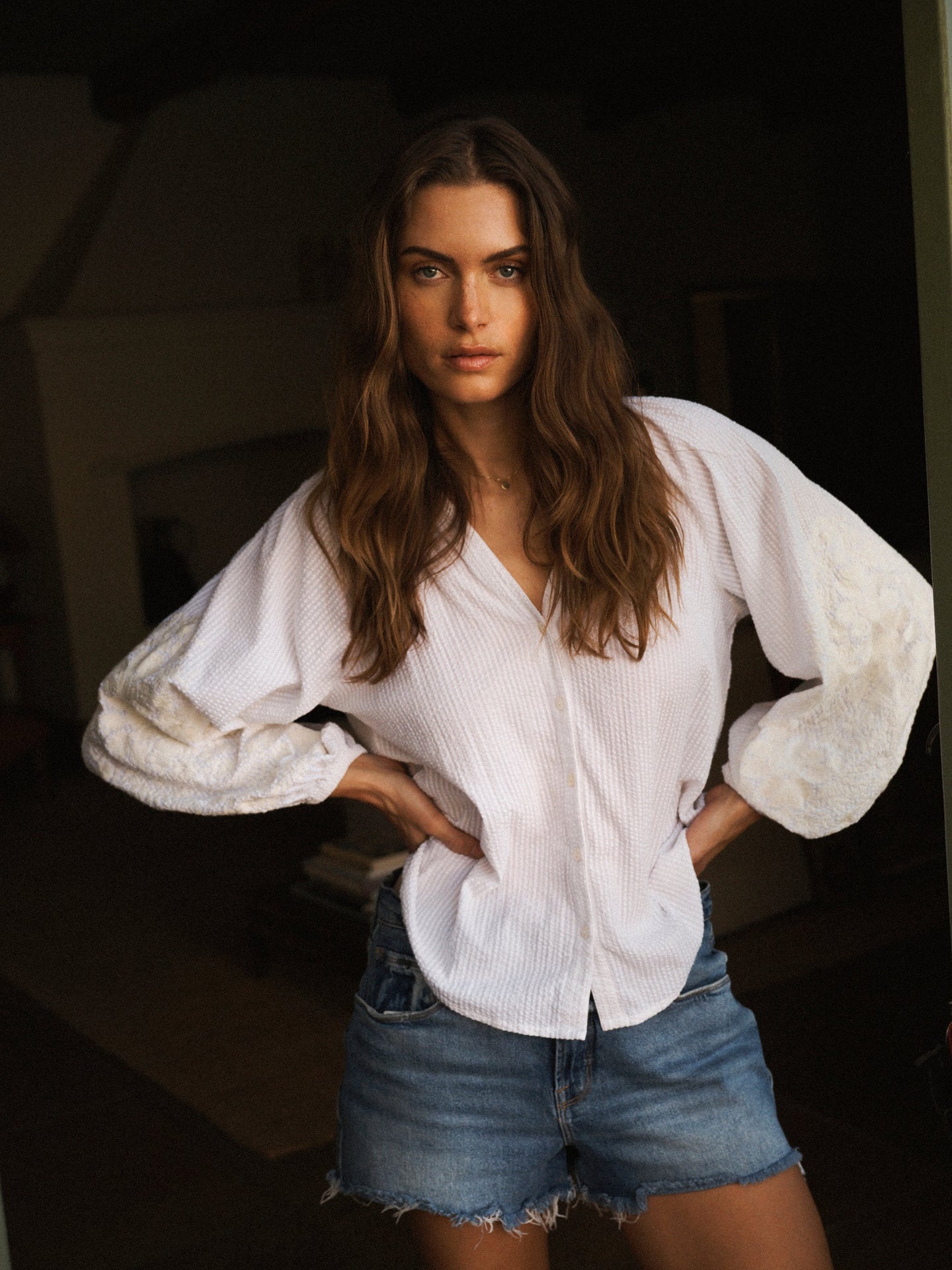 Jaya cotton embroidered shirt - White