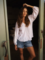 Jaya cotton embroidered shirt - White