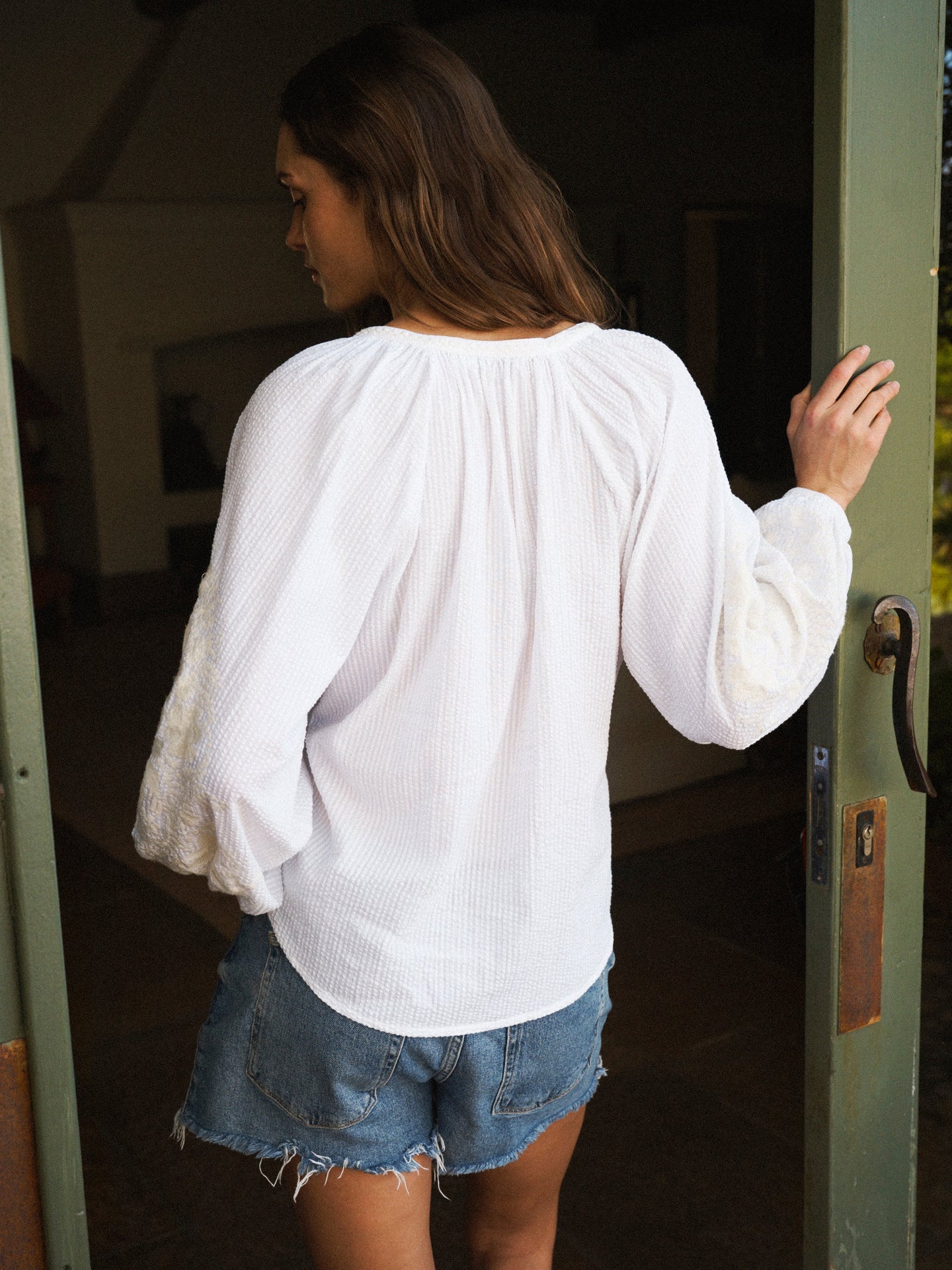 Jaya cotton embroidered shirt - White