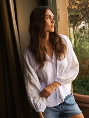 Jaya cotton embroidered shirt - White