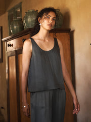 Verity satin reversible vest- Khaki