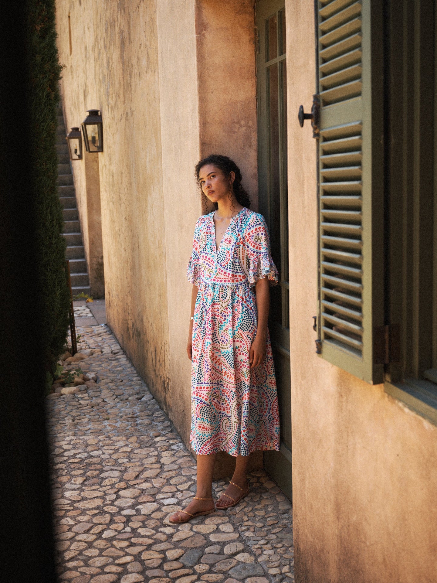 Zadie silk ivory star paisley dress