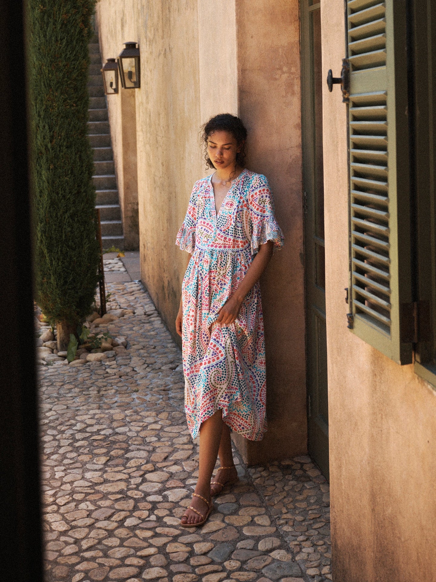 Zadie silk ivory star paisley dress