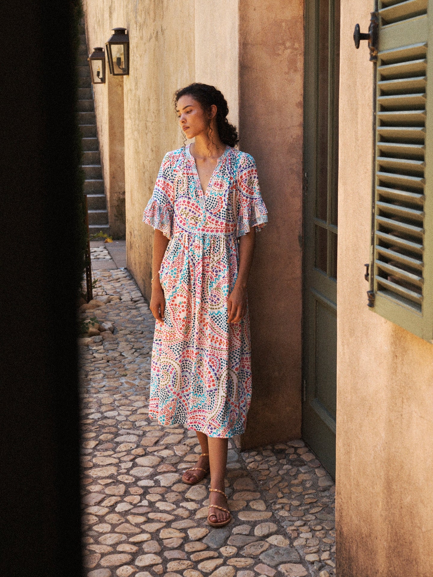 Zadie silk ivory star paisley dress