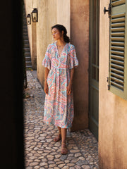 Zadie silk ivory star paisley dress